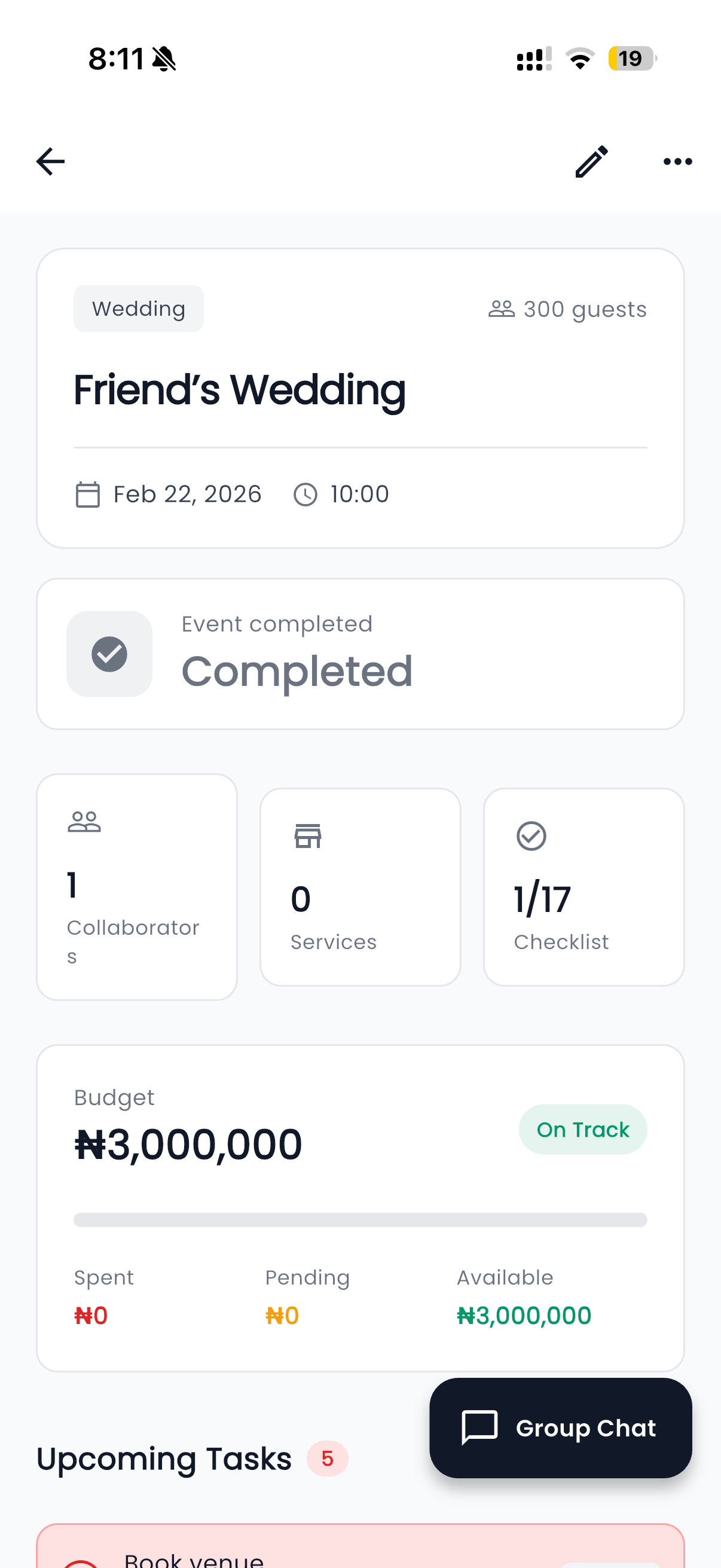 Event planning on Celevend